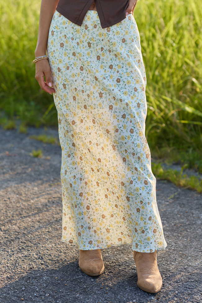 Wild Intentions Ivory Multi Floral Maxi Skirt