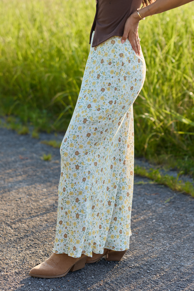 Wild Intentions Ivory Multi Floral Maxi Skirt