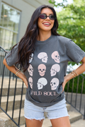 Wild Soul Skull Icons Dark Grey Graphic Tee
