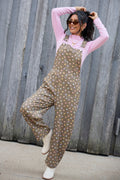 Wildflower Way Brown Floral Straight-Leg Overalls