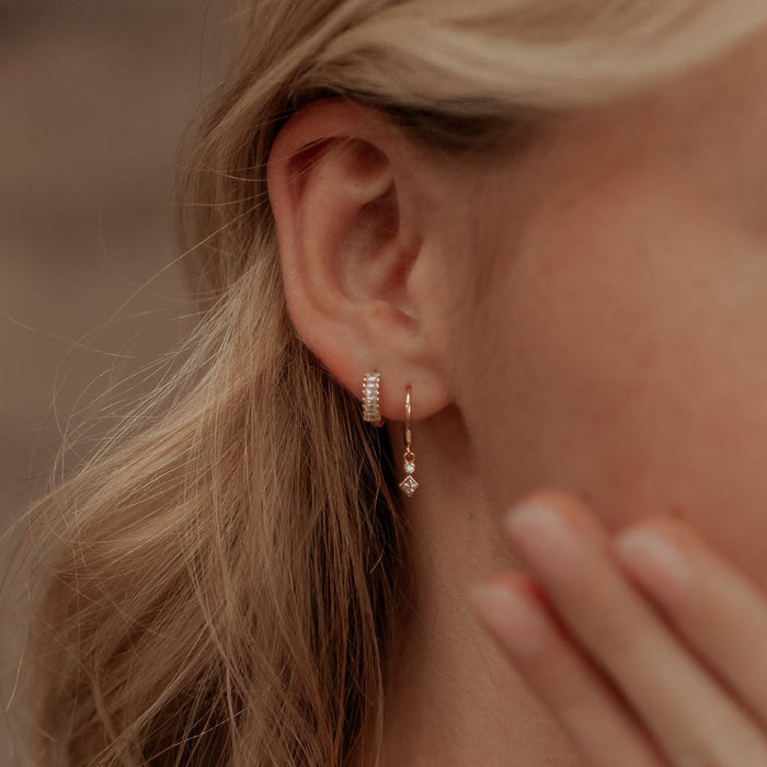 Willow Diamond Dangle Hoop Earrings