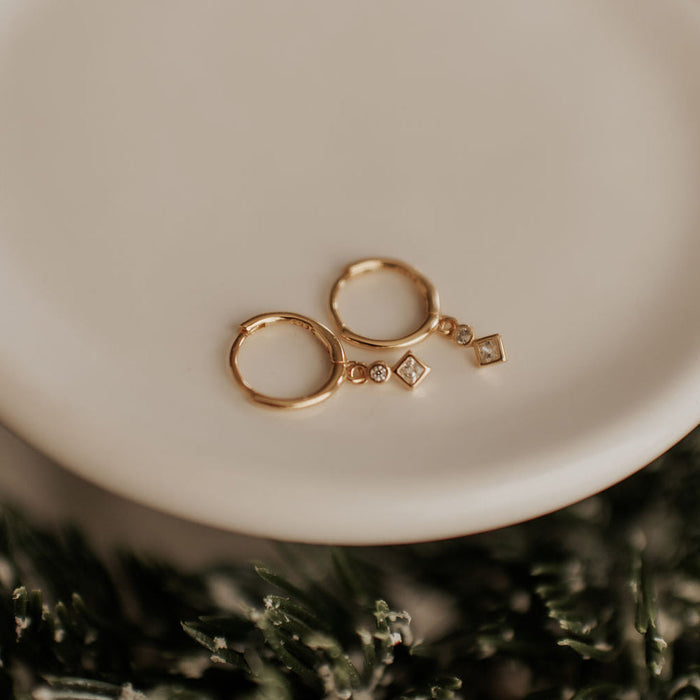 Willow Diamond Dangle Hoop Earrings