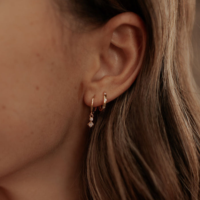 Willow Diamond Dangle Hoop Earrings