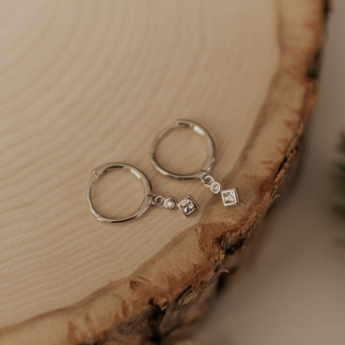 Willow Diamond Dangle Hoop Earrings