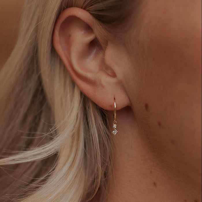Willow Diamond Dangle Hoop Earrings