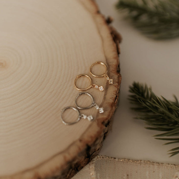 Willow Diamond Dangle Hoop Earrings