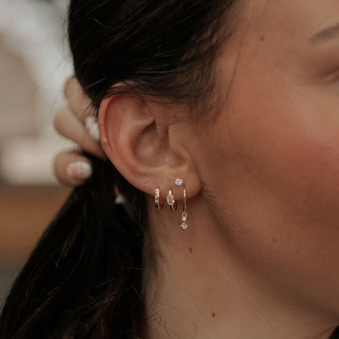 Willow Diamond Dangle Hoop Earrings