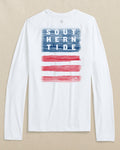 The back view of the Southern Tide Wooden Flag brrr°®-illiant Long Sleeve Performance T-Shirt by Southern Tide - Classic White