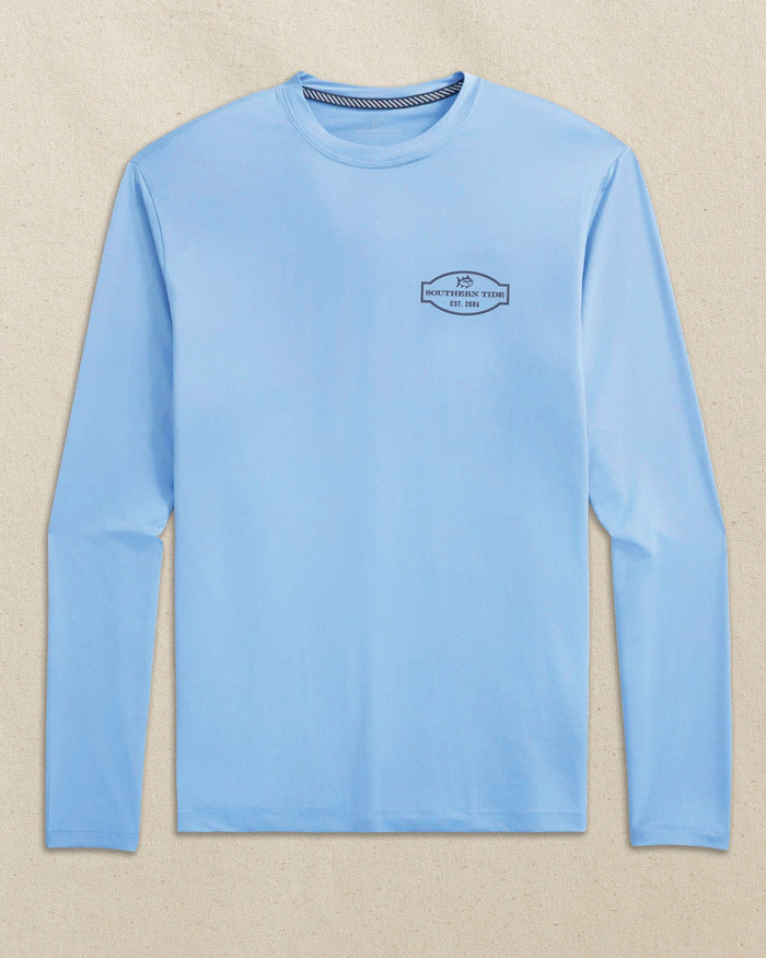 The front view of the Southern Tide Yellowfin Frame Long Sleeve Performance T-Shirt by Southern Tide - Ocean Channel