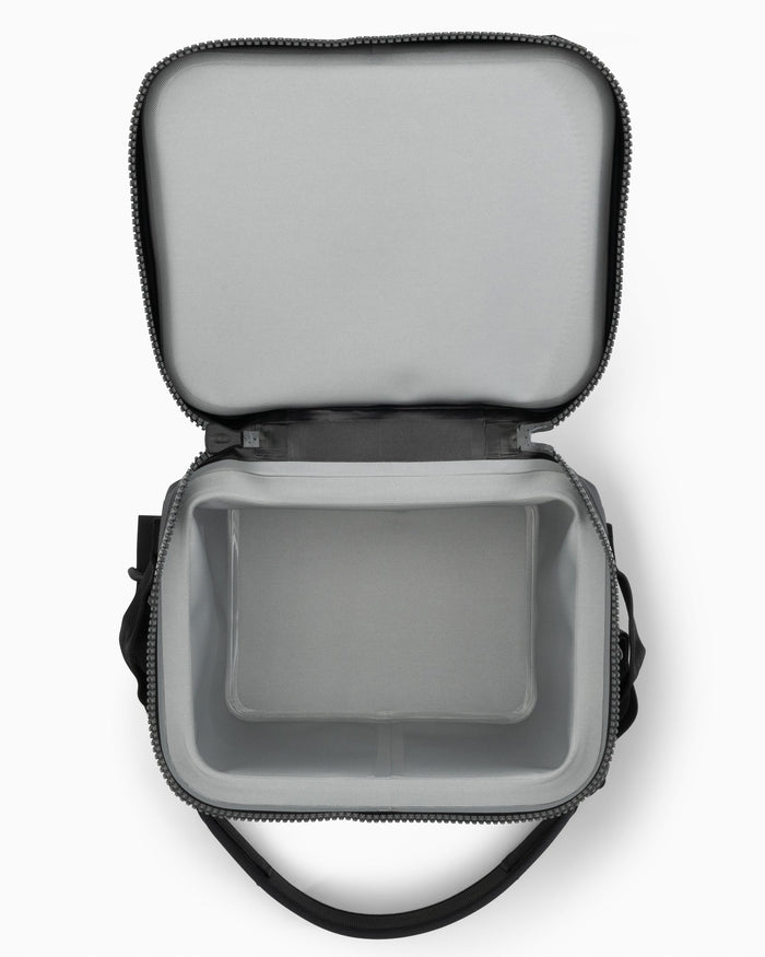 The inside view of the Yeti Hopper Flip 12 by Southern Tide - Charcoal
