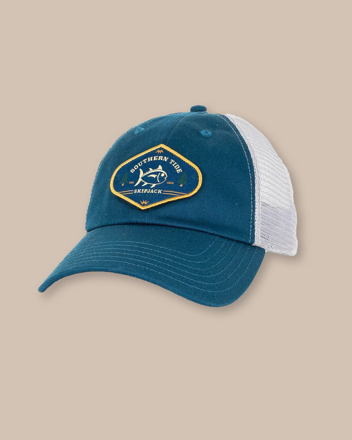 The front view of the Southern Tide Yuletide Classic Trucker Hat by Southern Tide - Georgian Bay Green