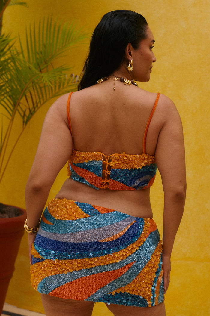 Zahira Hand Beaded Top in Sequinda