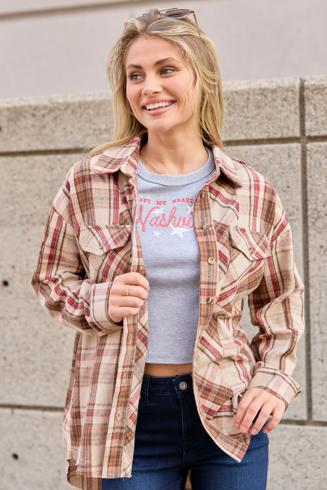 Zion Brown Plaid Flannel Top FINAL SALE