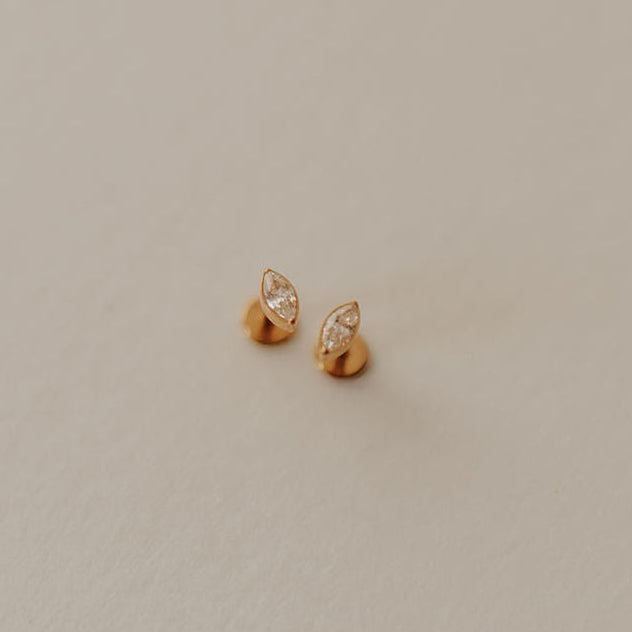 Zoe Marquise Diamond Flat Back Stud Earrings