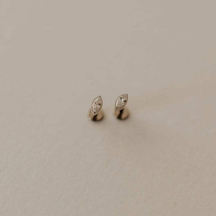 Zoe Marquise Diamond Flat Back Stud Earrings