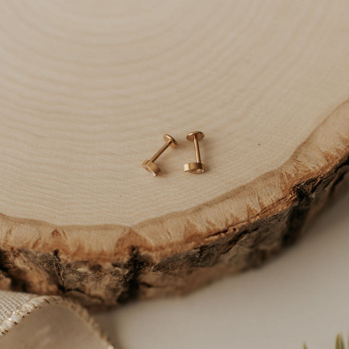 Zoe Marquise Diamond Flat Back Stud Earrings