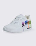 White sneaker with colorful graffiti-style 'Zumba' design on a white background.