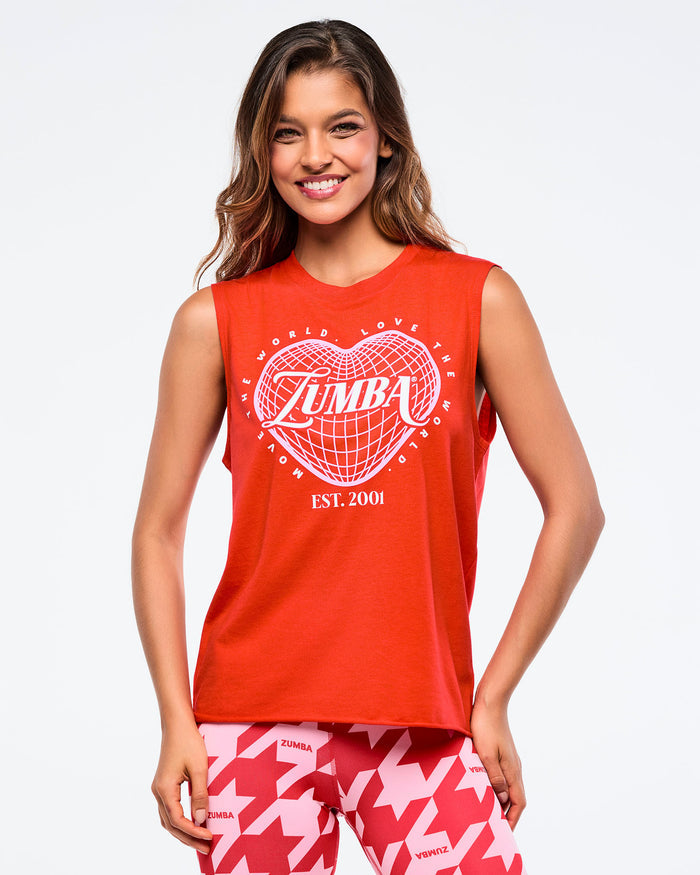 Fuego Red # Zumba Amour Crew Neck Muscle Tank