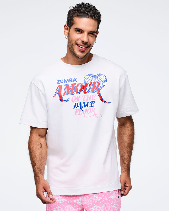 Wear It Out White # Zumba Amour Oversized Crew Neck Top