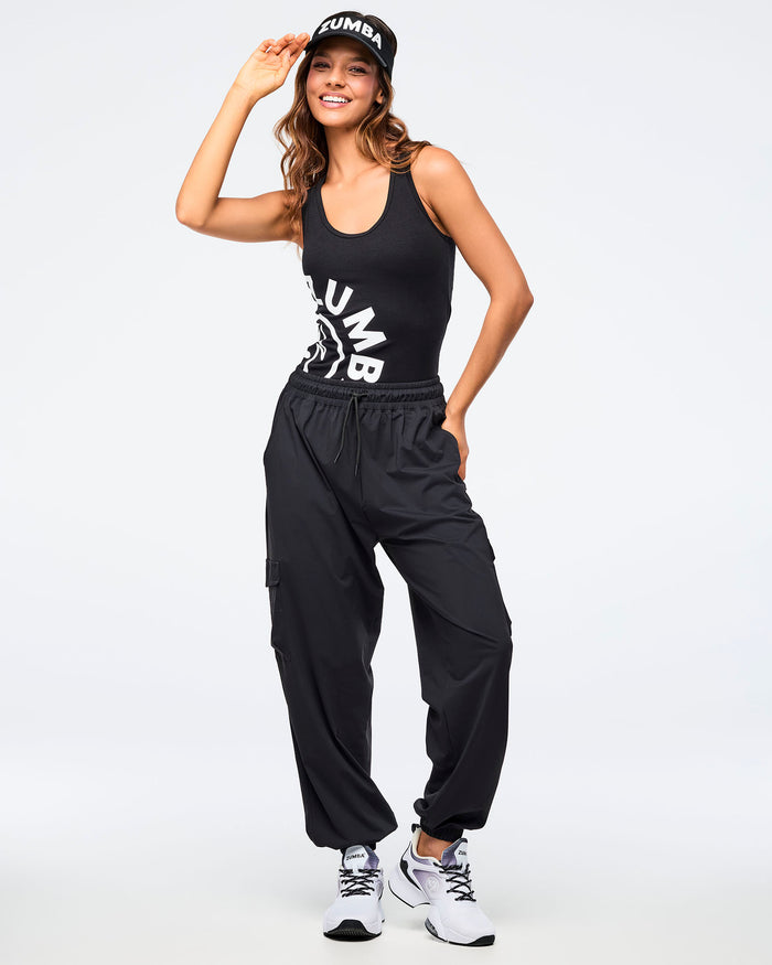Bold Black # Zumba Basic Baggy Cargo Pants