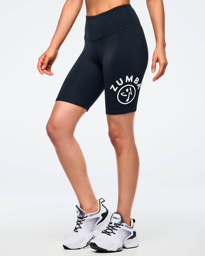 Bold Black # Zumba Basic High Waisted Biker Shorts
