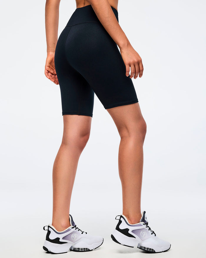 Bold Black # Zumba Basic High Waisted Biker Shorts