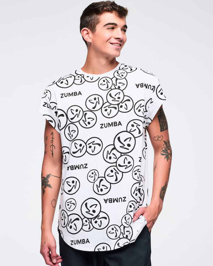 White/Black # Zumba Basic Men's Round Hem Tee