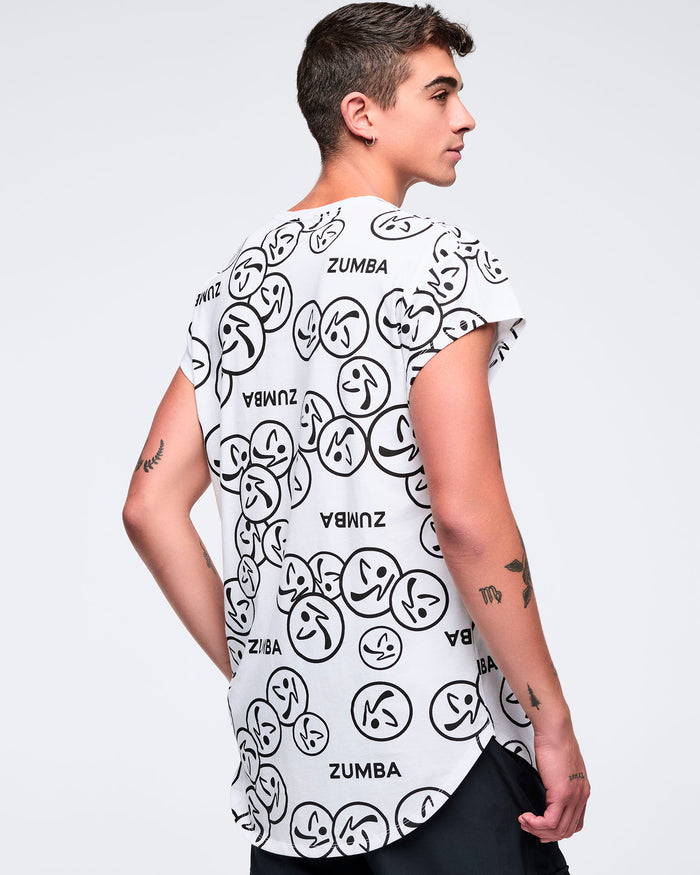 White/Black # Zumba Basic Men's Round Hem Tee