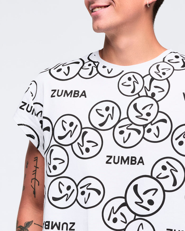 White/Black # Zumba Basic Men's Round Hem Tee