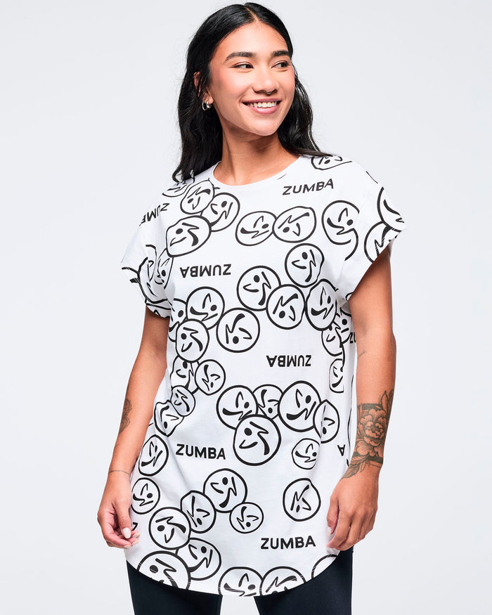 White/Black # Zumba Basic Men's Round Hem Tee