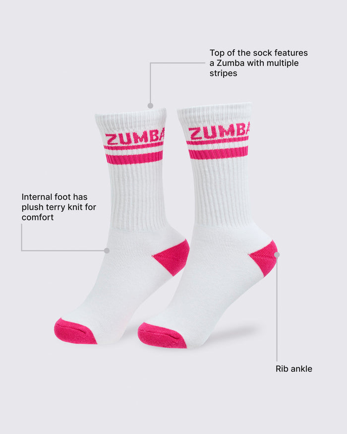 Wear It Out White # Zumba Core Plush High Socks