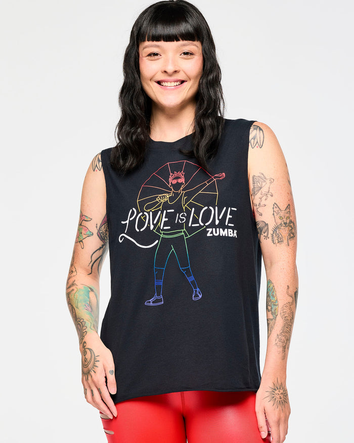 Bold Black # Zumba Crew Neck Muscle Tank