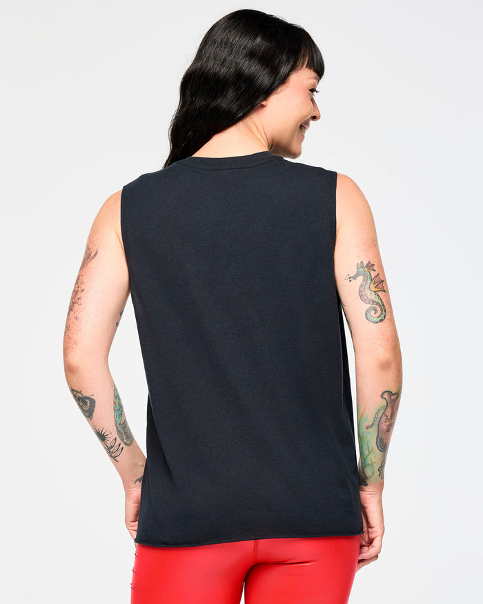 Bold Black # Zumba Crew Neck Muscle Tank