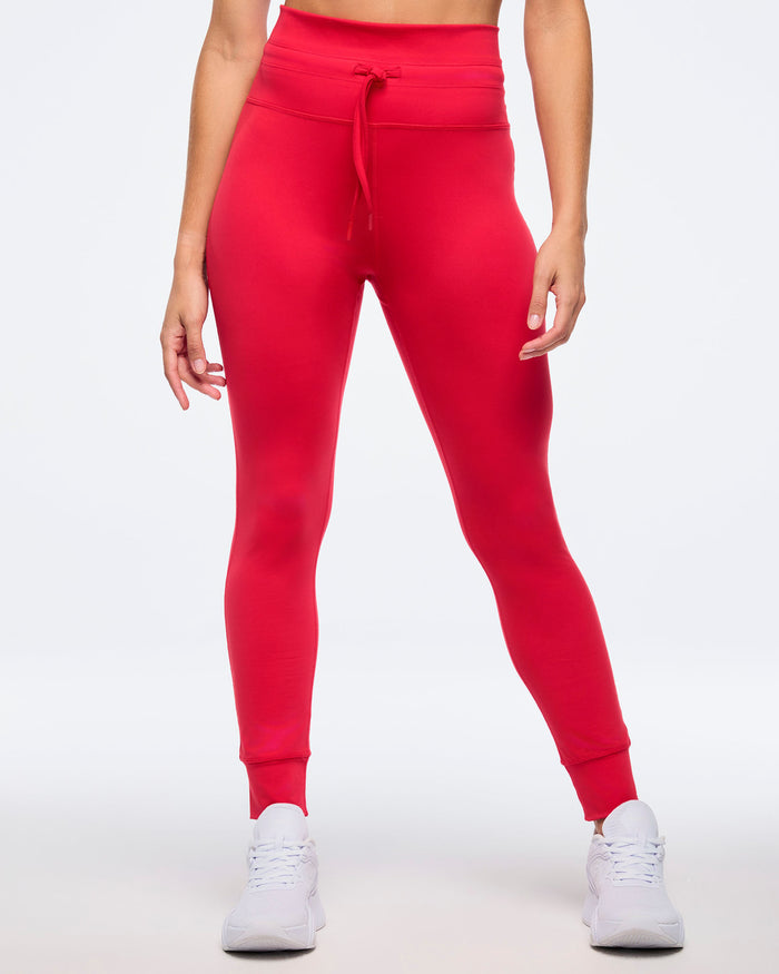 Cherry # Zumba Haus High Waisted Ankle Leggings With Drawcord - Red