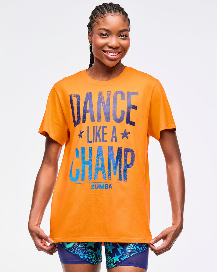 Orange Punch # Zumba Libre Crew Neck Tee - Orange Punch