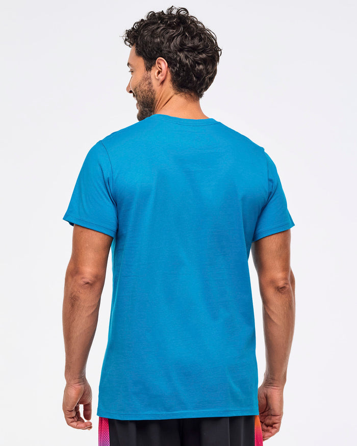 Peek-A-Blue # Zumba Libre Crew Neck Tee - Peek-A-Blue