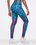 Blue/Green # Zumba Libre High Waisted Ankle Legging With Mesh Inserts
