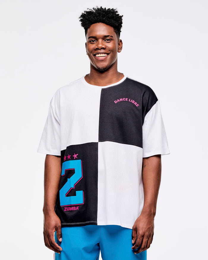 Wear It Out White # Zumba Libre Men's Oversized Crew Neck Tee