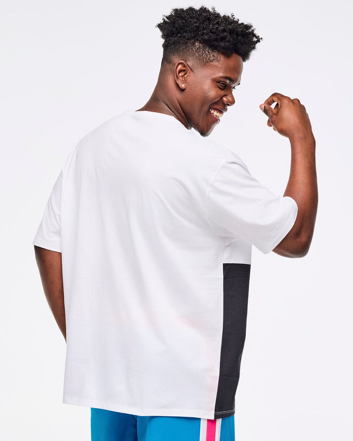 Wear It Out White # Zumba Libre Men's Oversized Crew Neck Tee