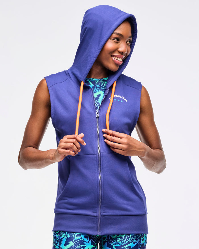 Soft Navy # Zumba Libre Men's Sleeveless Zip-Up Hoodie