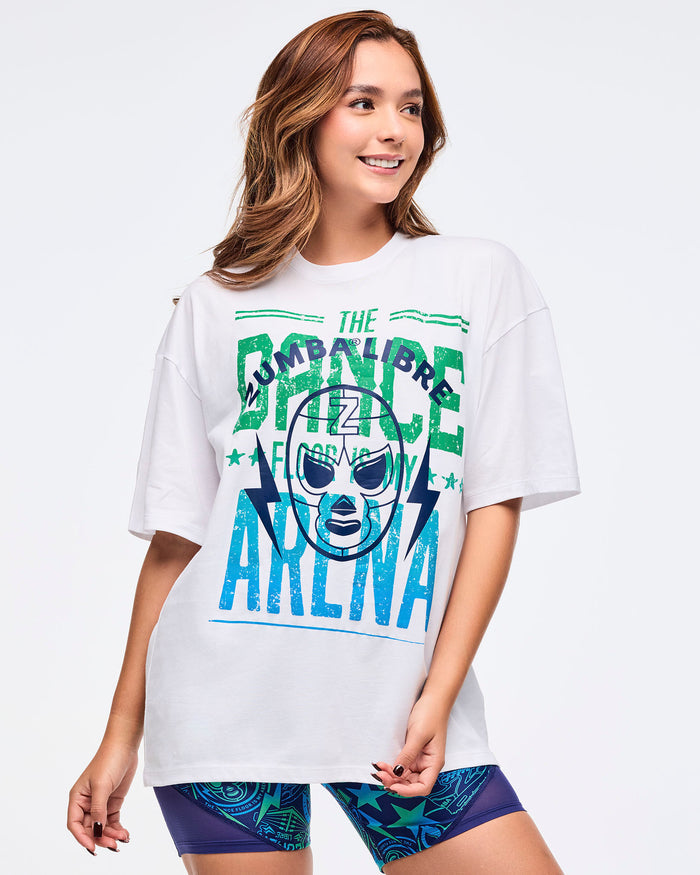 Wear It Out White # Zumba Libre Oversized Drop Shoulder Tee