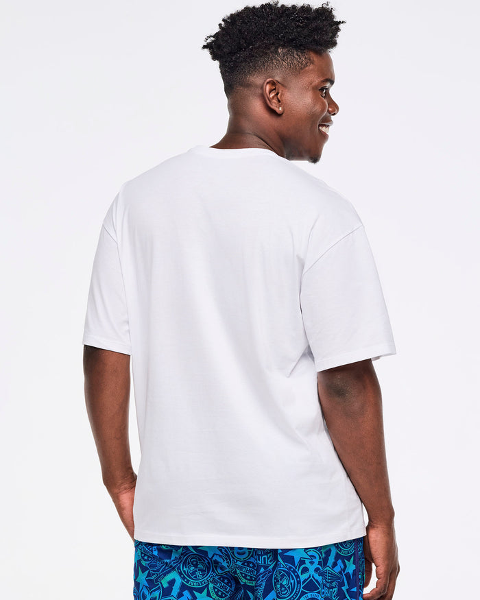 Wear It Out White # Zumba Libre Oversized Drop Shoulder Tee