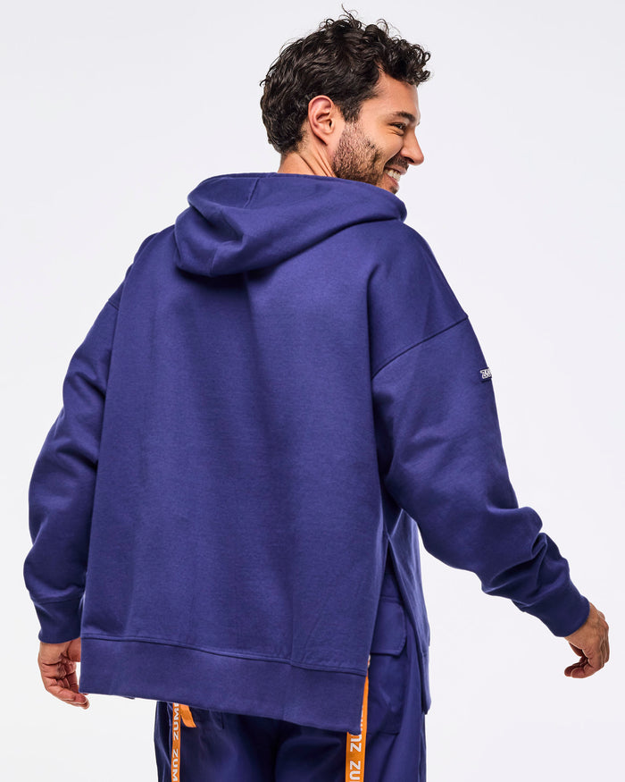 Soft Navy # Zumba Libre Pullover Hoodie With Side Vents
