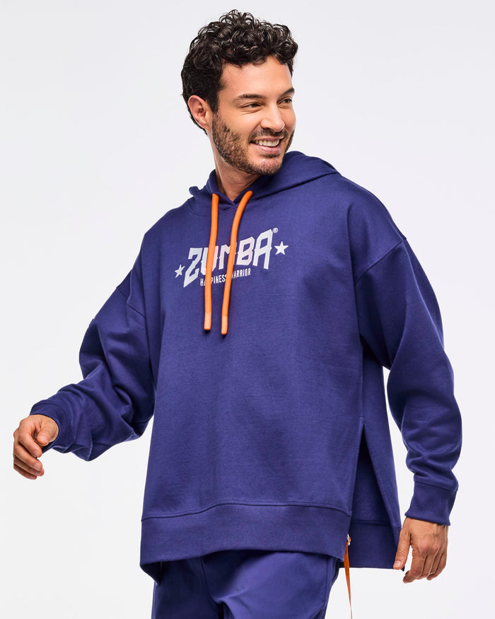 Soft Navy # Zumba Libre Pullover Hoodie With Side Vents