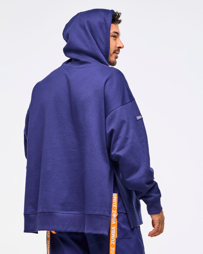Soft Navy # Zumba Libre Pullover Hoodie With Side Vents