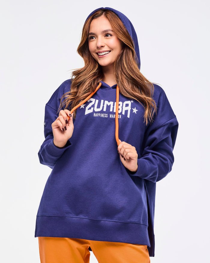 Soft Navy # Zumba Libre Pullover Hoodie With Side Vents