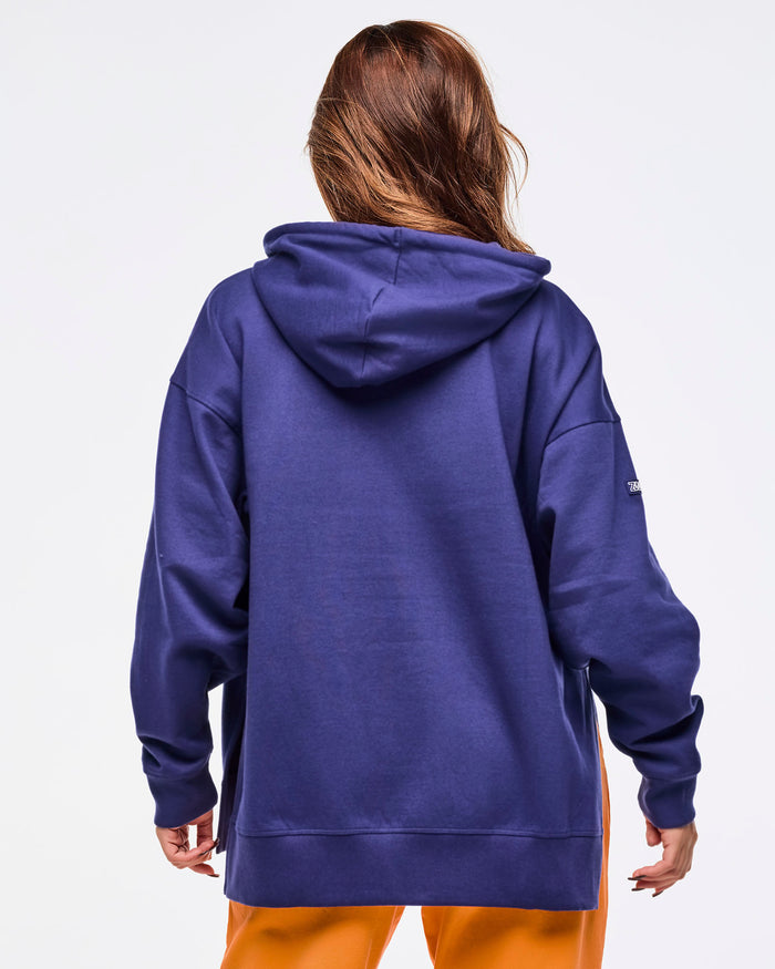 Soft Navy # Zumba Libre Pullover Hoodie With Side Vents