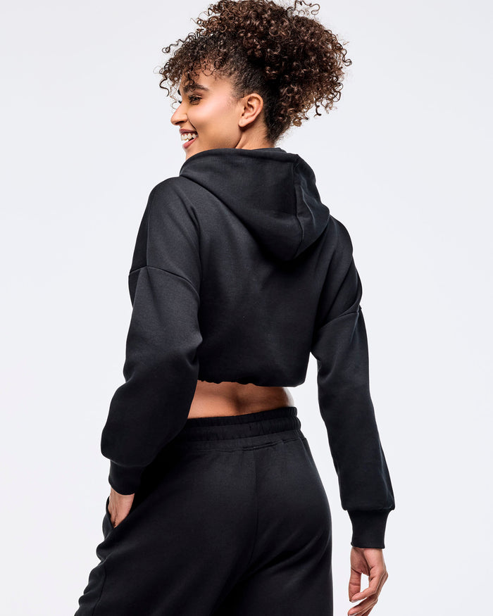Bold Black # Zumba Libre Ultra Crop Pullover Hoodie