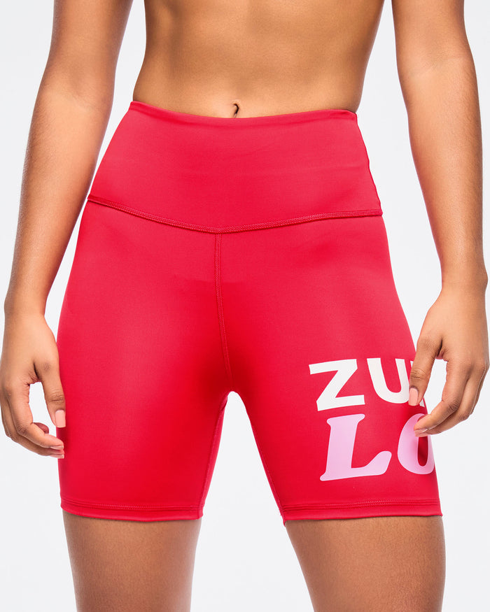 Cherry # Zumba Love High Waisted Biker Shorts - Cherry