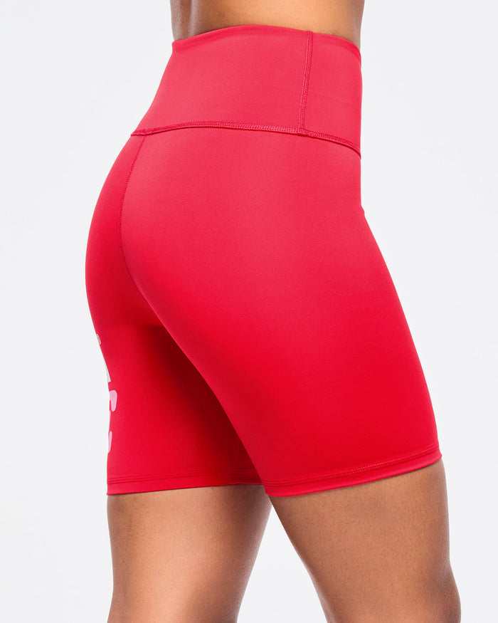 Cherry # Zumba Love High Waisted Biker Shorts - Cherry